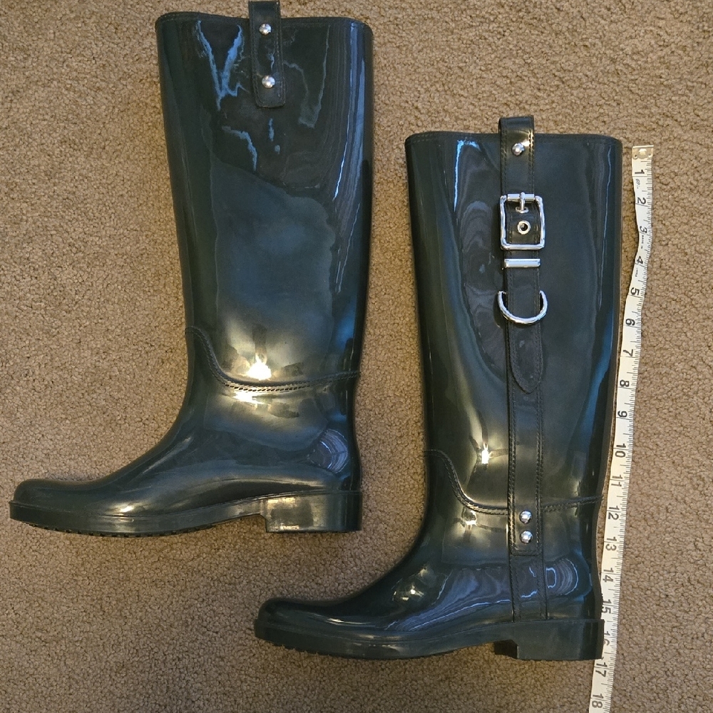 Womens Coach (Dark Green) Rain Boots (Barely Worn)